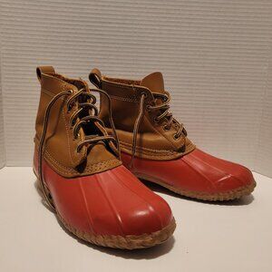 Womens Eddie Bauer Duck Boots Size 8 Red Brown Shoes